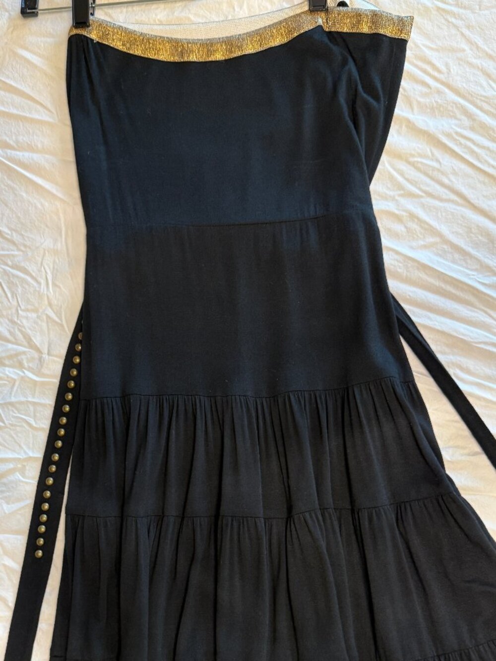 Beautiful Twelfth Street by Cynthia Vincent Black strapless dress with stud belt